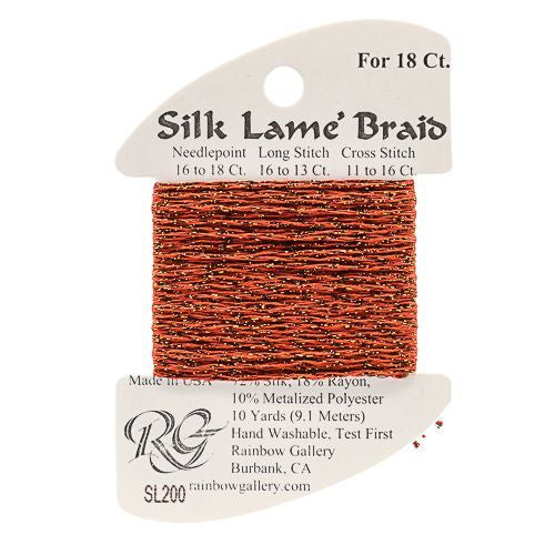 Rainbow Gallery Silk Lame Braid 18 - 200 Burnt Brick