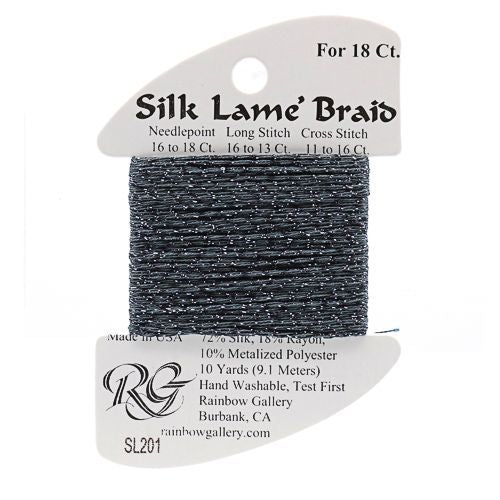 Rainbow Gallery Silk Lame Braid 18 - 201 Gunmetal