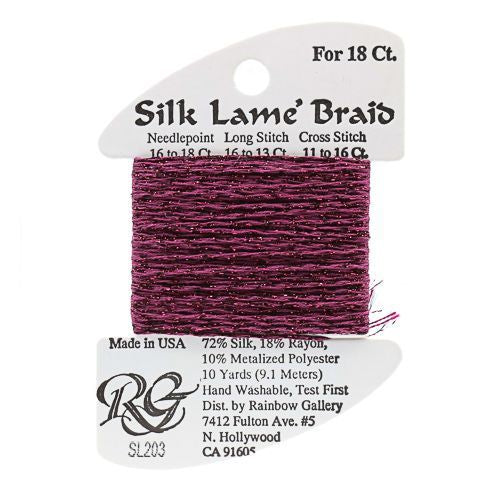 Rainbow Gallery Silk Lame Braid 18 - 203 Magenta