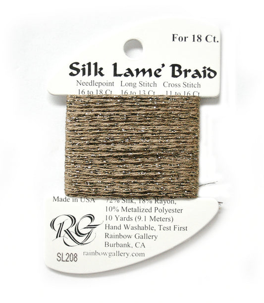 Rainbow Gallery Silk Lame Braid 13 - 208 Antique Bronze