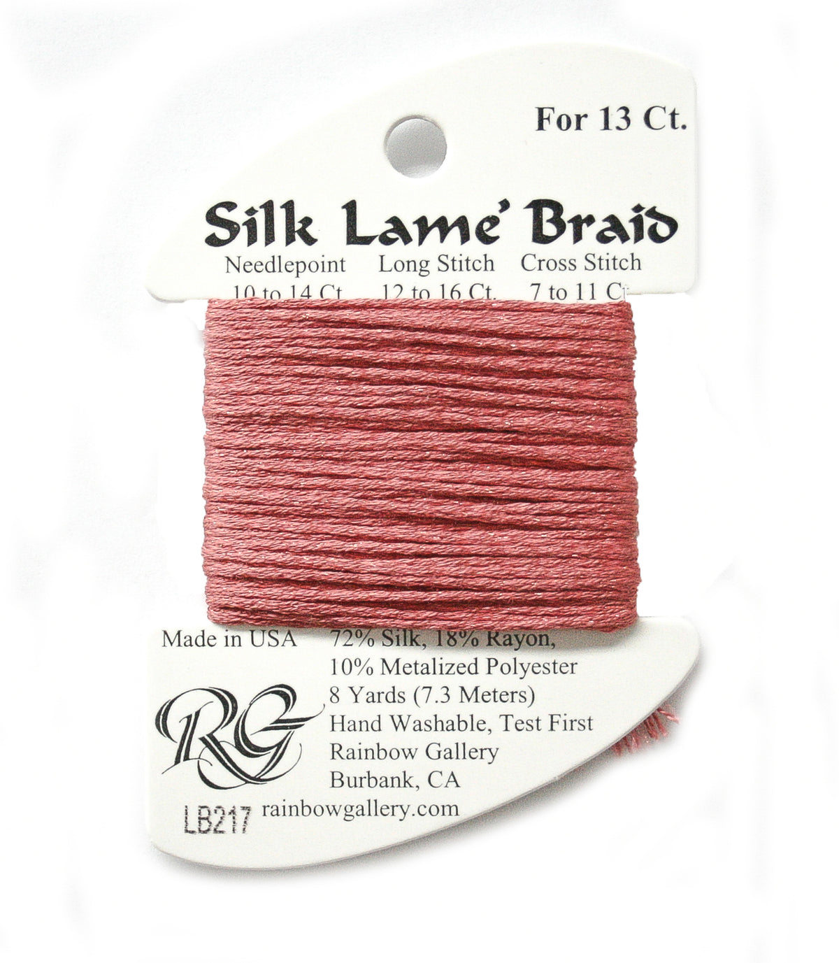 Rainbow Gallery Silk Lame Braid 13 - 217 Burnt Coral