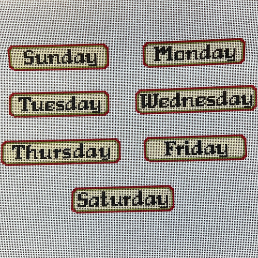 The Gingham Stitchery Kirkland Design Studios Pink Green Perpetual Calendar Days Needlepoint Canvas