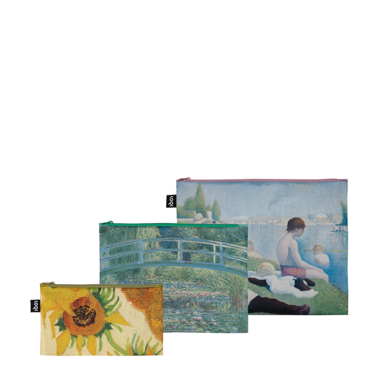 LOQI Impressionism Seurat, Monet, Van Gogh Recycled Project Bags - Set of 3