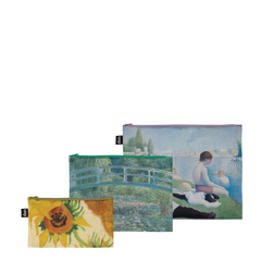 LOQI Impressionism Seurat, Monet, Van Gogh Recycled Project Bags - Set of 3