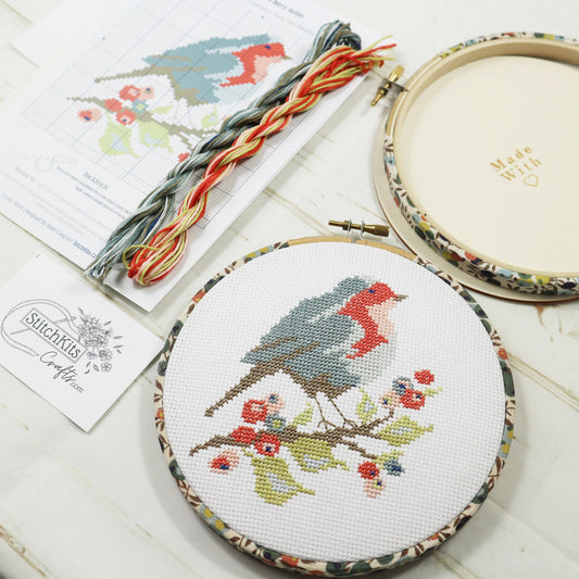 Stitchkits Crafts Robin and Berries Cross Stitch Kit