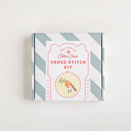 Cotton Clara Robin & Berry Beginner Counted Cross Stitch Kit