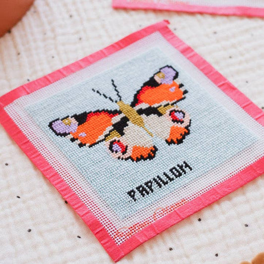 Cotton Clara Craft Kits & Supplies - Butterfly Needlepoint Kit - Beginner Craft Kit