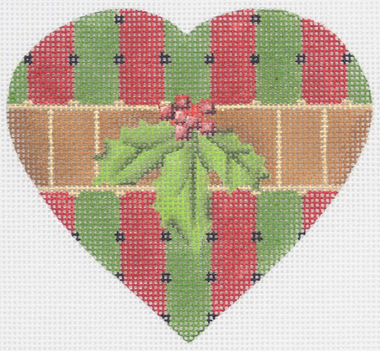 Melissa Shirley Designs Striped Christmas Heart Needlepoint Canvas