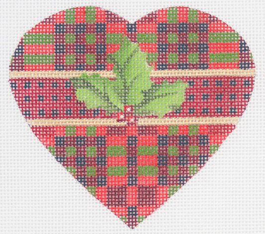 Melissa Shirley Designs Plaid Christmas Heart Needlepoint Canvas