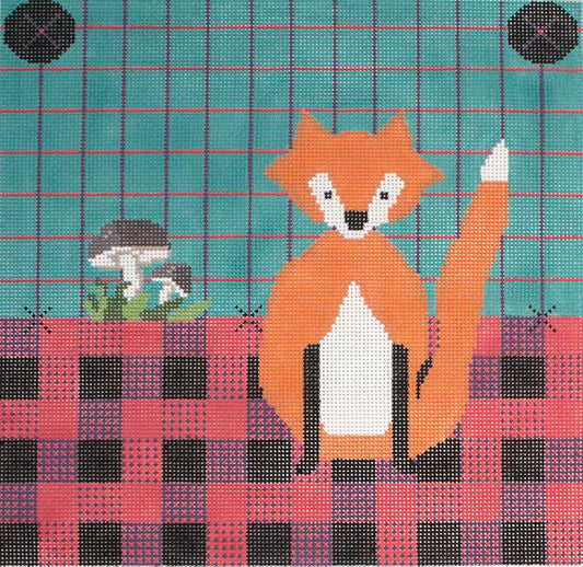 Birds of a Feather Buffalo Plaid Fox by Needlepoint Canvas