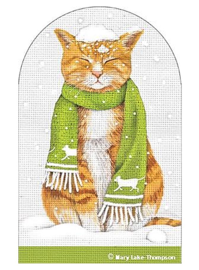Melissa Shirley Designs Cat Scarf Snow Cold Needlepoint Canvas