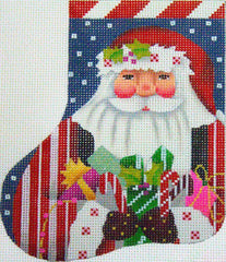 Melissa Shirley Designs Candy Cane Santa Mini Needlepoint Canvas