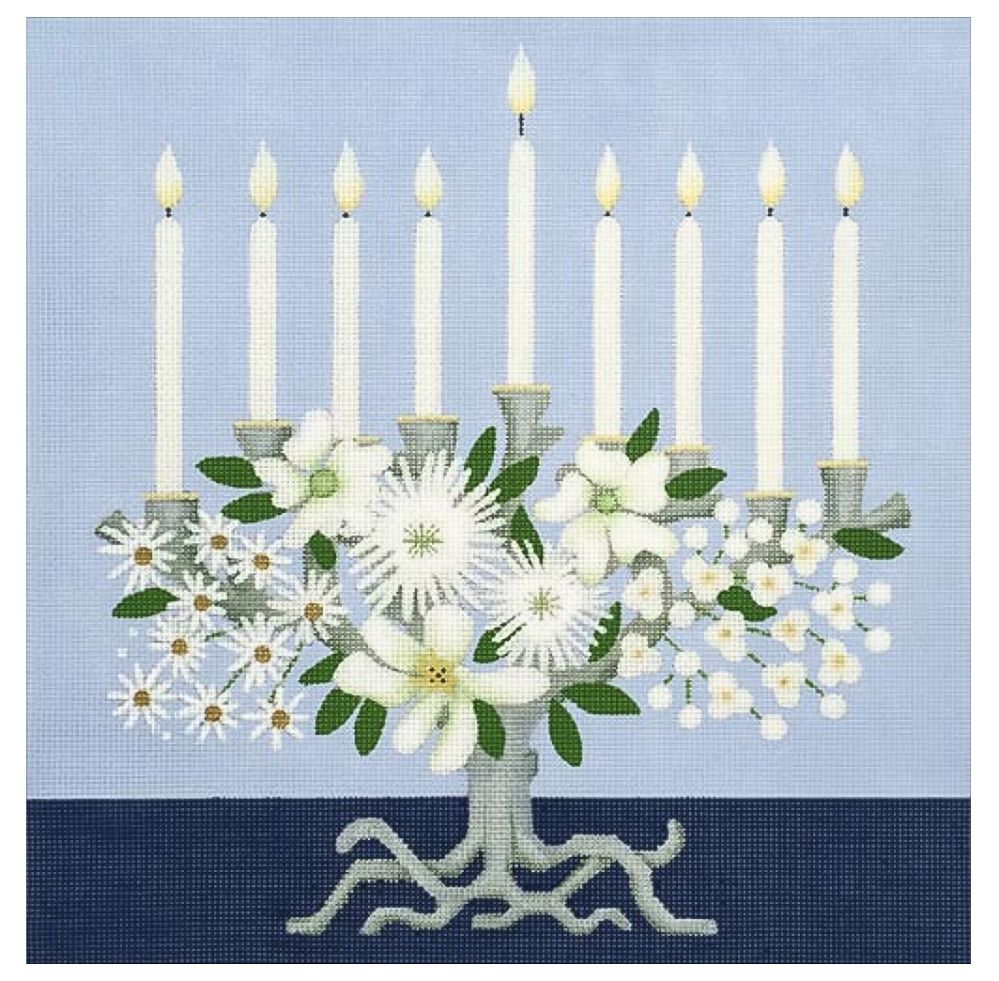 Melissa Shirley Designs Floral Menorah Needlepoint Canvas