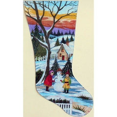 Peter Ashe Kids & Snowman Stocking Needlepoint Canvas