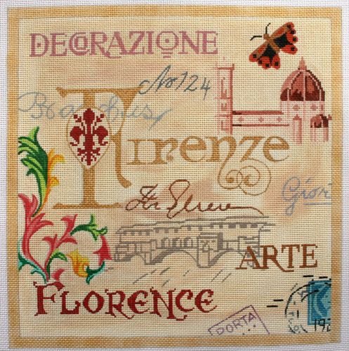 Kate Dickerson Needlepoint Collections Firenze (Florence) Collage Needlepoint Canvas