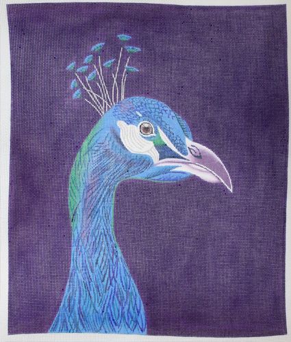 Zecca Peacock Portrait Needlepoint Canvas