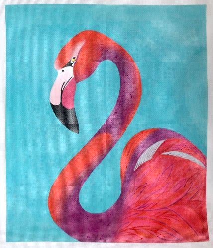 Zecca Flamingo Portrait Needlepoint Canvas