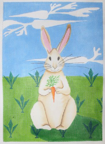 Zecca Bunny in a Field Needlepoint Canvas