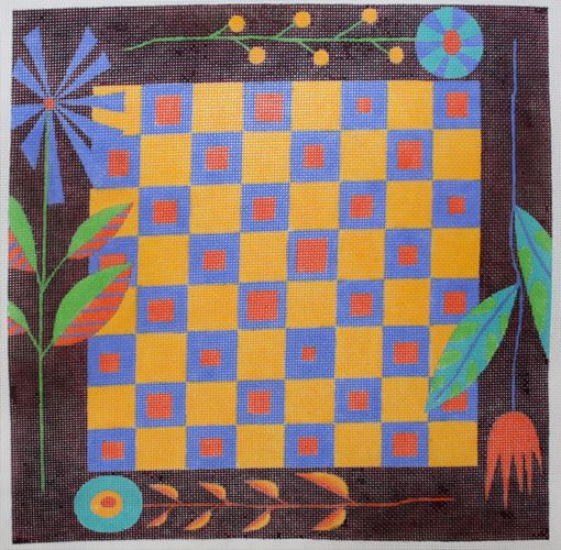 Zecca Leaves Game Board Needlepoint Canvas