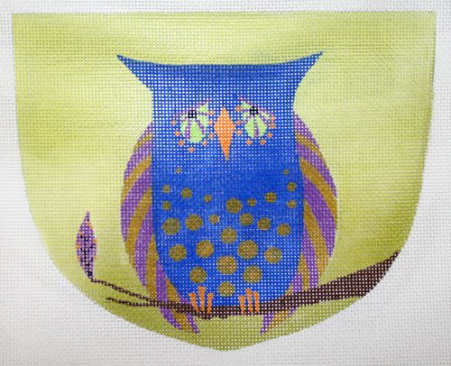 Zecca Owl Pouch w/Ribbon Needlepoint Canvas