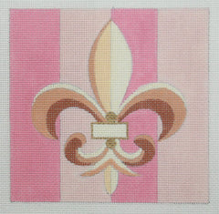 Raymond M. Crawford Pink Fleur de Lis Needlepoint Canvas