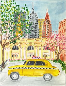 Kate Dickerson Needlepoint Collections Lindsay Brackeen NYC Yellow Cab Needlepoint Canvas