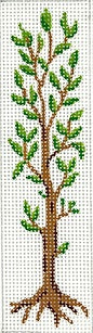 Kate Dickerson Needlepoint Collections Mezuzah Kit Tree Of Life Browns and Greens on White Needlepoint Canvas