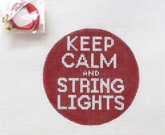 Edie & Ginger Keep Calm & String Lights Needlepoint Canvas