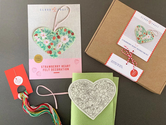 Cloud Craft Felt Strawberry Heart Embroidery Kit