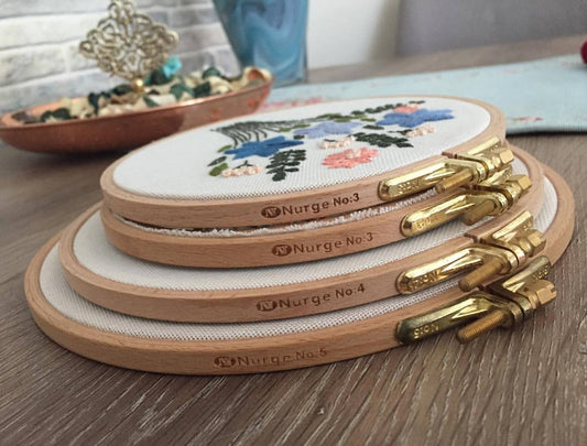 Nurge Beech Wood and Brass Screw Embroidery Hoop  8mm - No. 3 - 6.3"