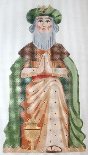 Labors of Love Holy Family Wiseman - Green Needlepoint Canvas