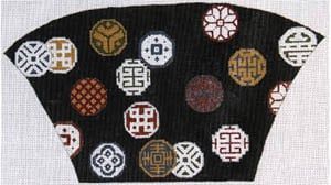 The Meredith Collection Antique Coins Fan Clutch Black Needlepoint Canvas