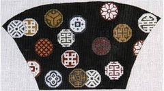 The Meredith Collection Antique Coins Fan Clutch Black Needlepoint Canvas