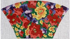 The Meredith Collection Anenomes Fan Clutch Needlepoint Canvas