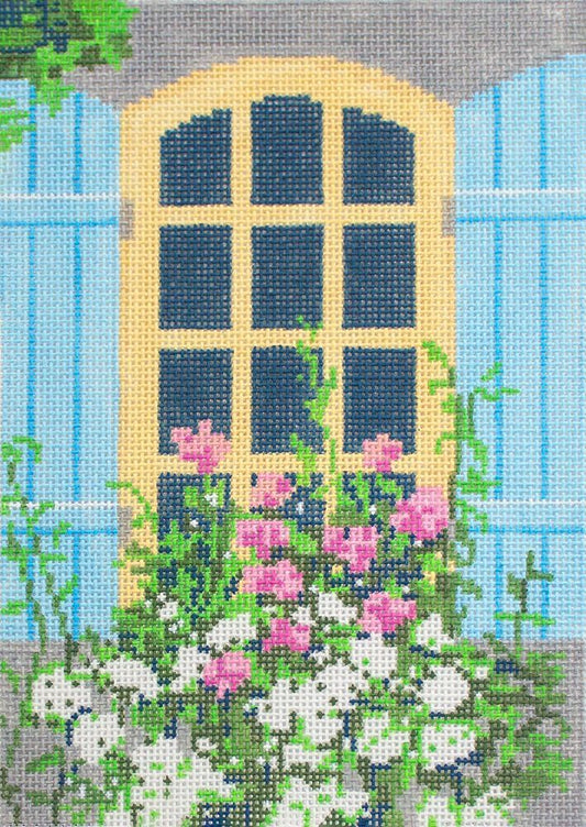 The Meredith Collection Window Cottage by the Sea Needlepoint Canvas