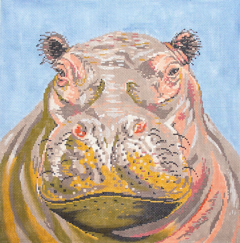 The Meredith Collection Hippo Needlepoint Canvas
