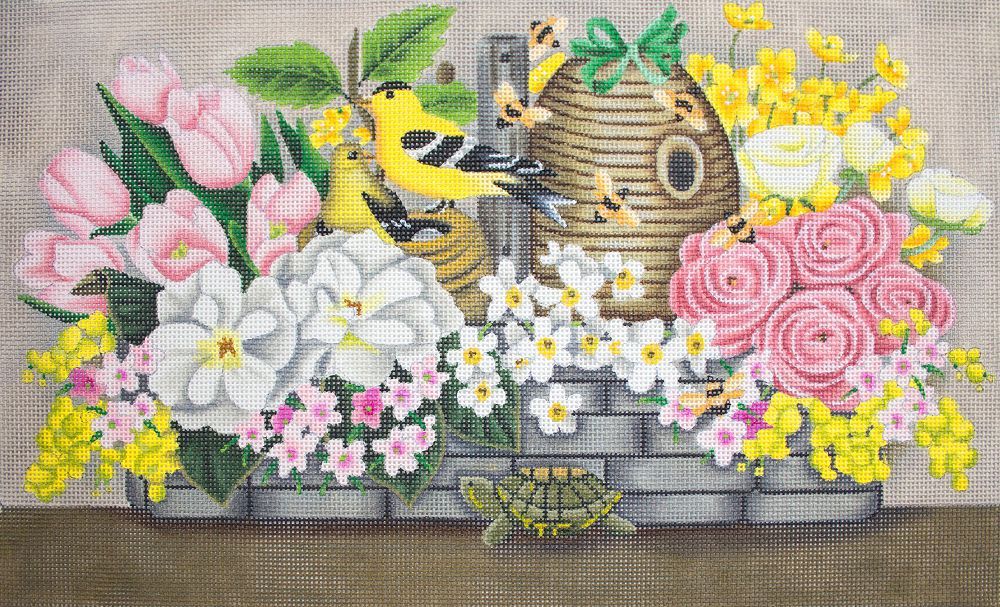 Melissa Shirley Designs Bee Basket 13m Needlepoint Canvas