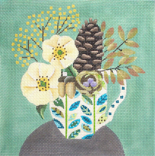 Melissa Shirley Designs Pine Cone Cup Needlepoint Canvas