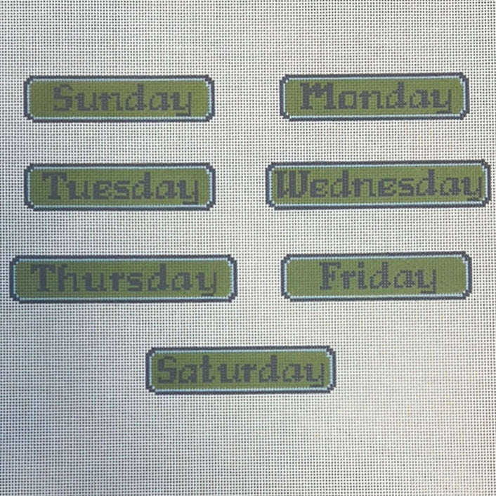 The Gingham Stitchery Kirkland Design Studios Blue Green Perpetual Calendar Days Needlepoint Canvas