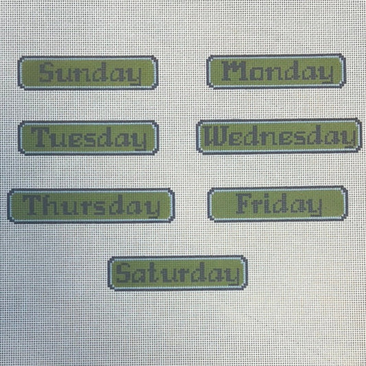 The Gingham Stitchery Kirkland Design Studios Blue Green Perpetual Calendar Days Needlepoint Canvas