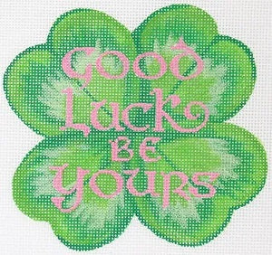 Kate Dickerson Needlepoint Collections Holiday Series Mini Good Luck Be Yours Four Leaf Clover St Patrick's Day March Needlepoint Canvas