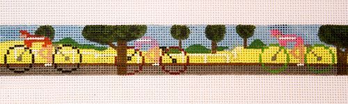 The Meredith Collection Bicycle Scene Belt Needlepoint Canvas