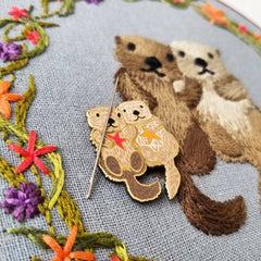 Jessica Long Embroidery Sea Otters Enamel Needle Minder