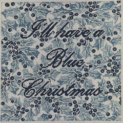 The Gingham Stitchery Kate Woodward Blue Christmas Pillow Needlepoint Canvas
