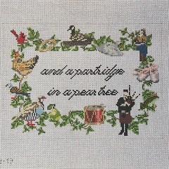 The Gingham Stitchery Kate Woodward Partridge In A Pear Tree 13 Mesh Needlepoint Canvas