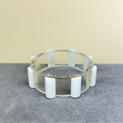 Vintage Clear and White Lucite Bangle Bracelet