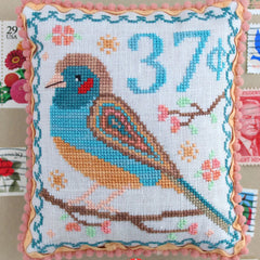 Lindy Stitches Air Mail Series - 2 May Red-Cheeked Cordon-Bleu Cross Stitch Pattern