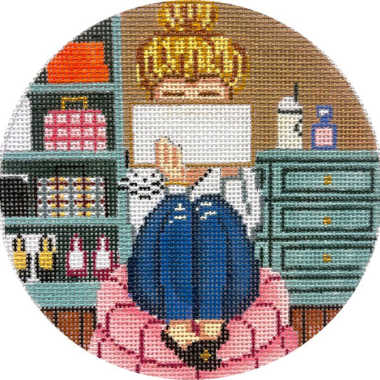 Alice Peterson Co. Gayla Elliot Stitching Girl Couture Needlepoint Canvas