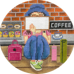 Alice Peterson Co. Gayla Elliot Stitching Girl Coffee Needlepoint Canvas