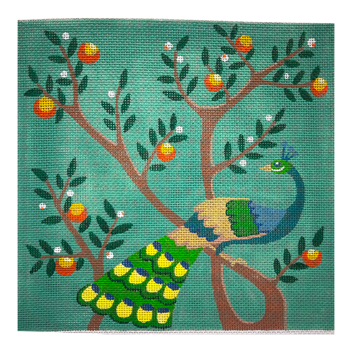 Alice Peterson Co. Peacock & Oranges Needlepoint Canvas